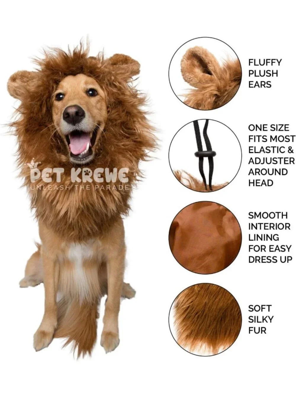 Large Dog Lion Mane Costume Wig - Fun Pet Costume for Halloween & Dress Up